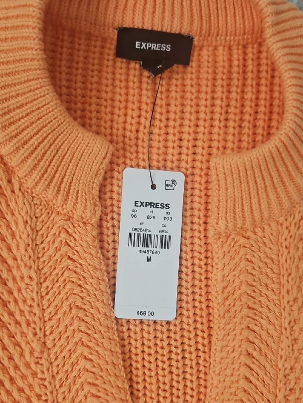 Express Bright Peach Knit V-Neck Sleeveless Sweater Vest - Picture 2 of 2